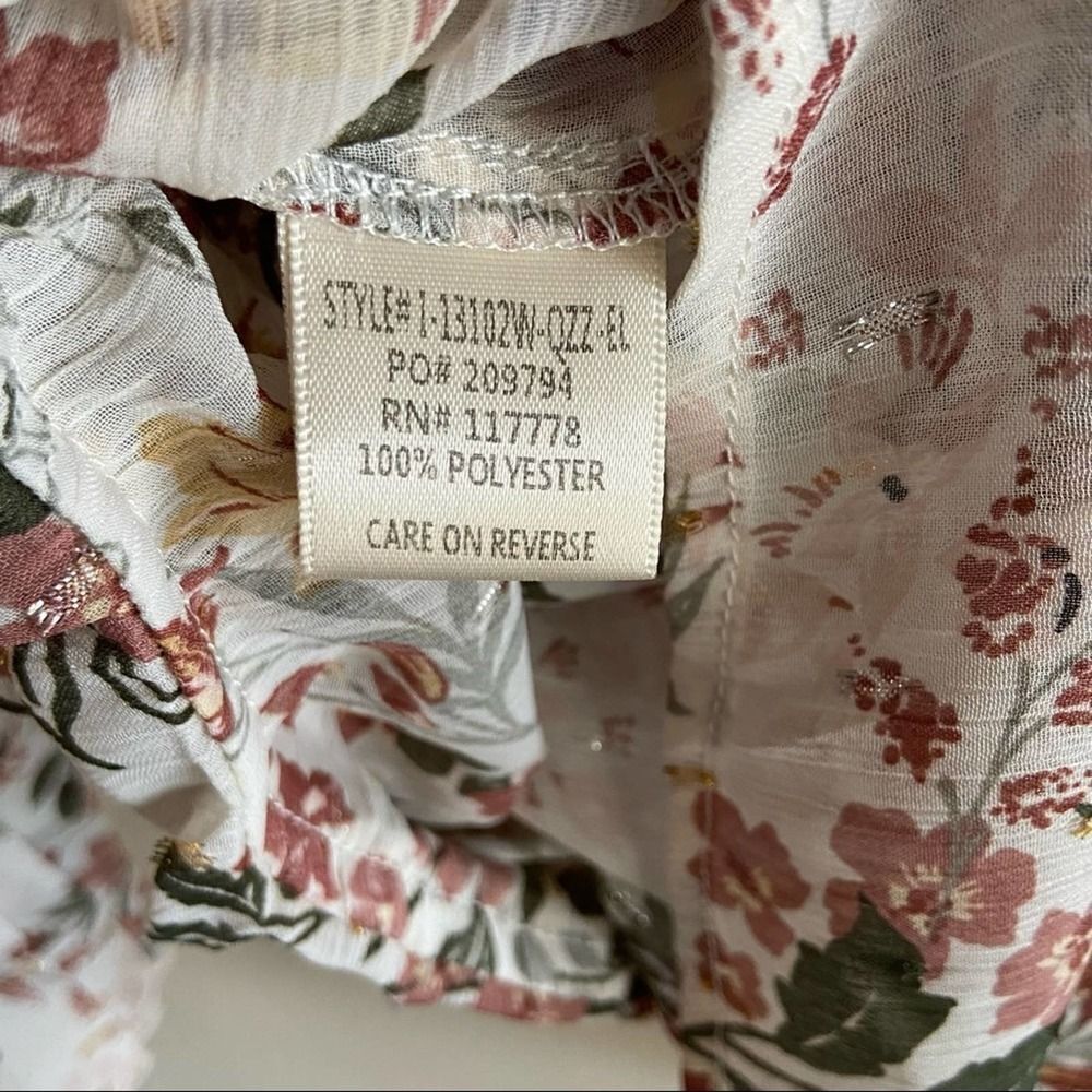 LOVESTITCH Floral Surplice Long Sleeve Tie Back Top Size Small - Picture 9 of 9